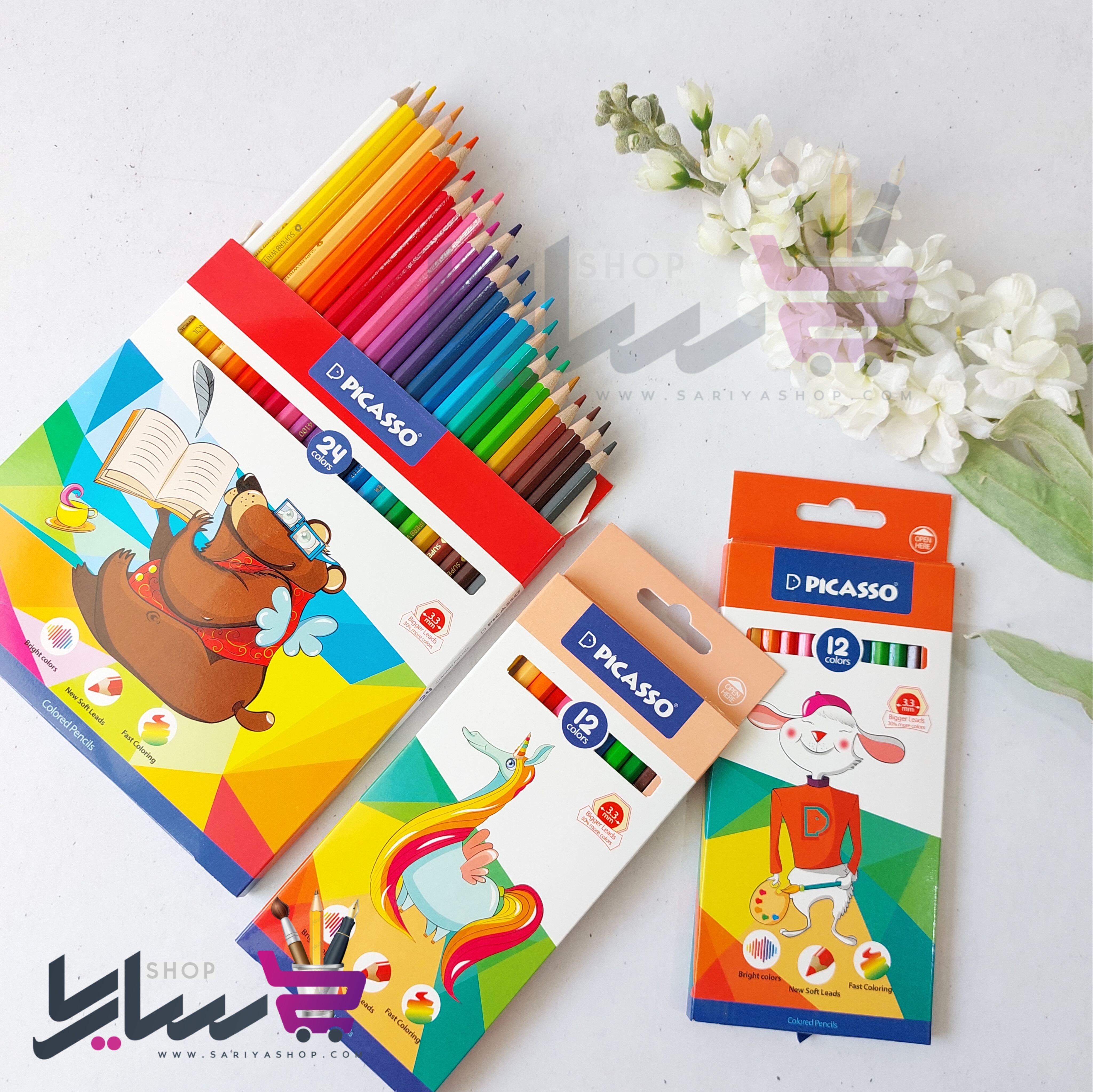 مداد رنگی پیکاسو 24 رنگ جعبه مقوایی(طرح جدید)