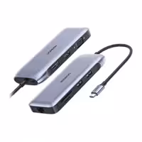 هاب 2 پورت Type C به 3.0 USB با یک پورت HDMI و VGA و DisplayPort و LAN و درگاه کارت حافظه با قابلیت PD یوگرین CM274