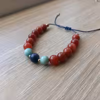 دستبند تمام سنگ با سنگ های عقیق - آمازونیت -لاجورد-حدید