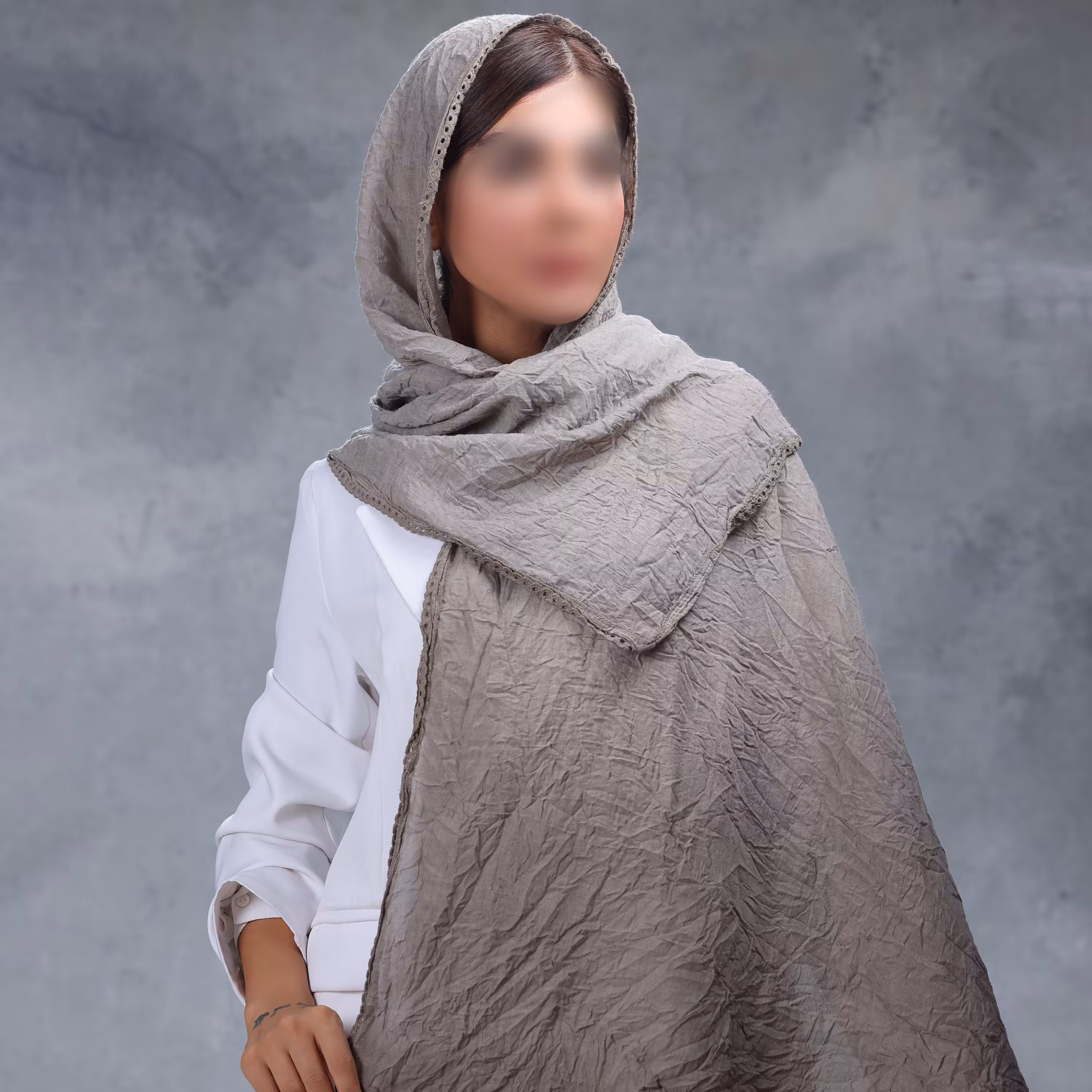 شال نخی پلیسه گیپوردار