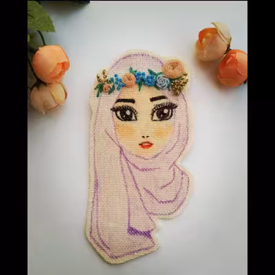 پیکسل روز دختر گلدوزی و نقاشی دستی فانتزی