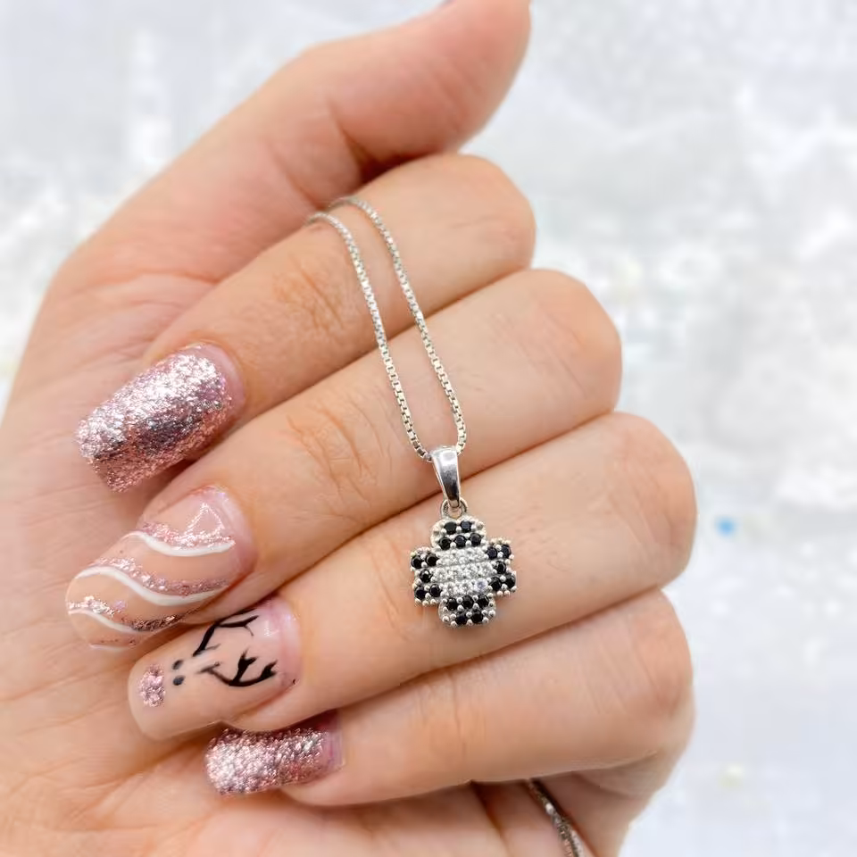 نیمست زیورآلات نقره عیار 925  رنگ ثابت ضد حساسیت پوستی طرح پر نگین