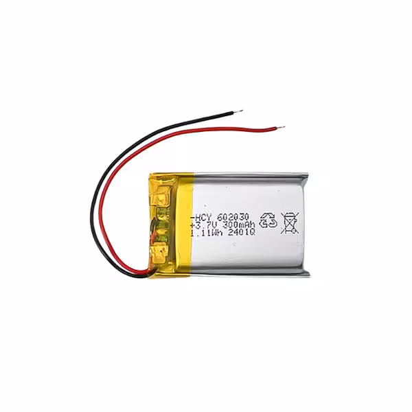 باتری لیتیوم پلیمر برددار 300 میلی آمپر ساعت 602030