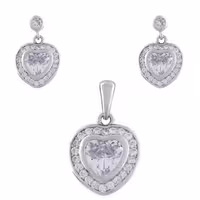 نیم ست نقره زنانه -مدل قلب نگینی -کد SHS-37