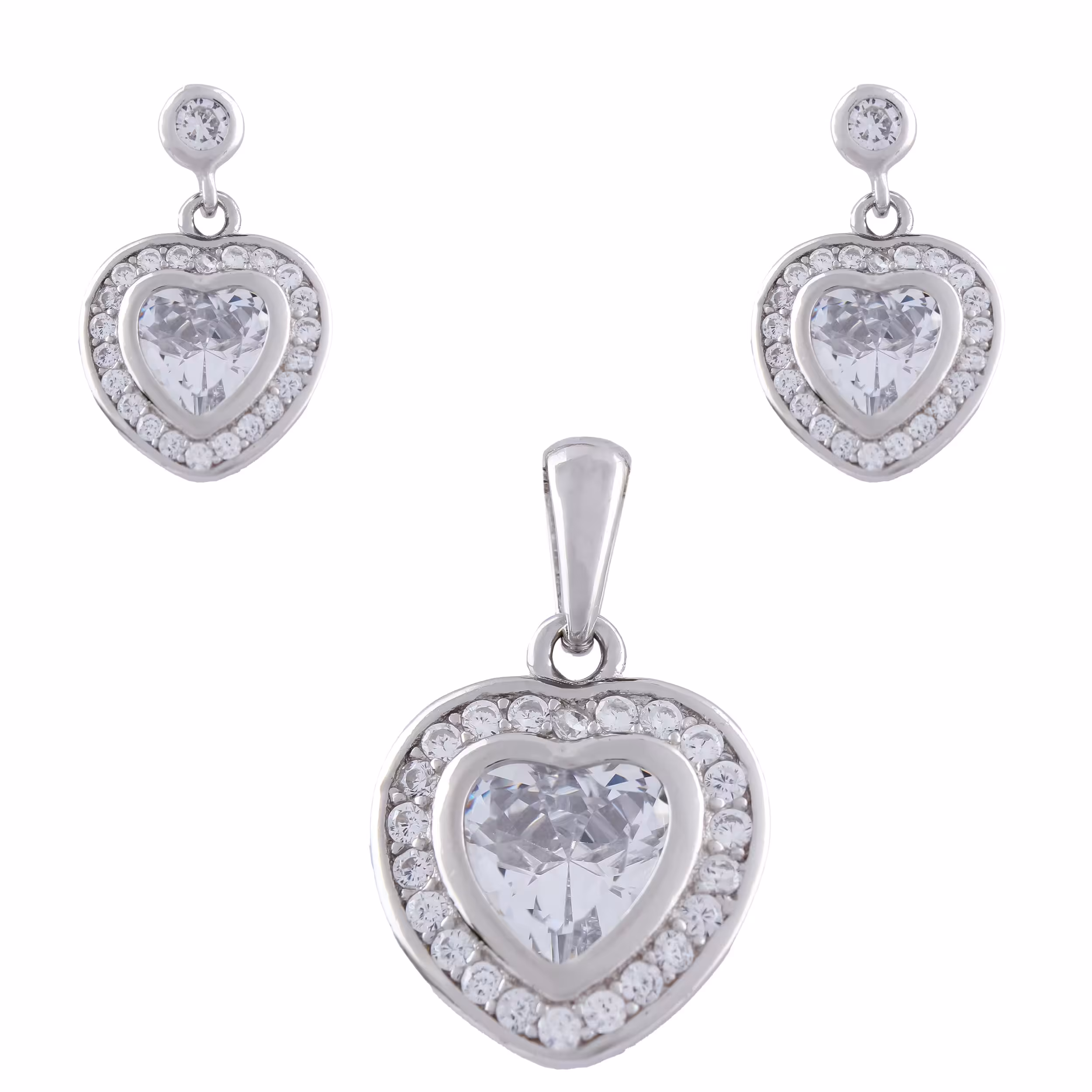 نیم ست نقره زنانه -مدل قلب نگینی -کد SHS-37