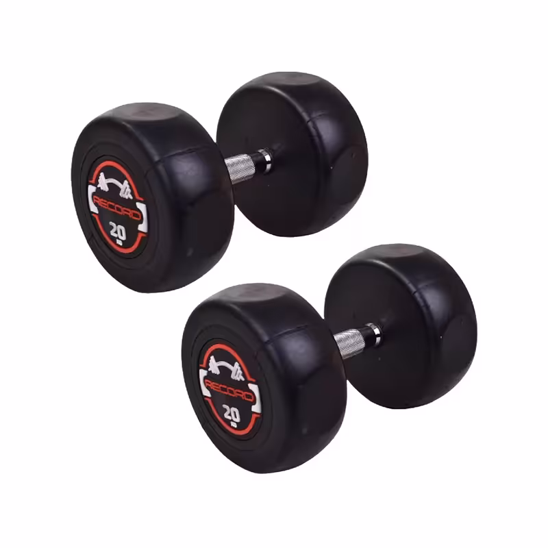 دمبل گرد استوپ دار 20 کیلوگرمی Record بسته دو عددی