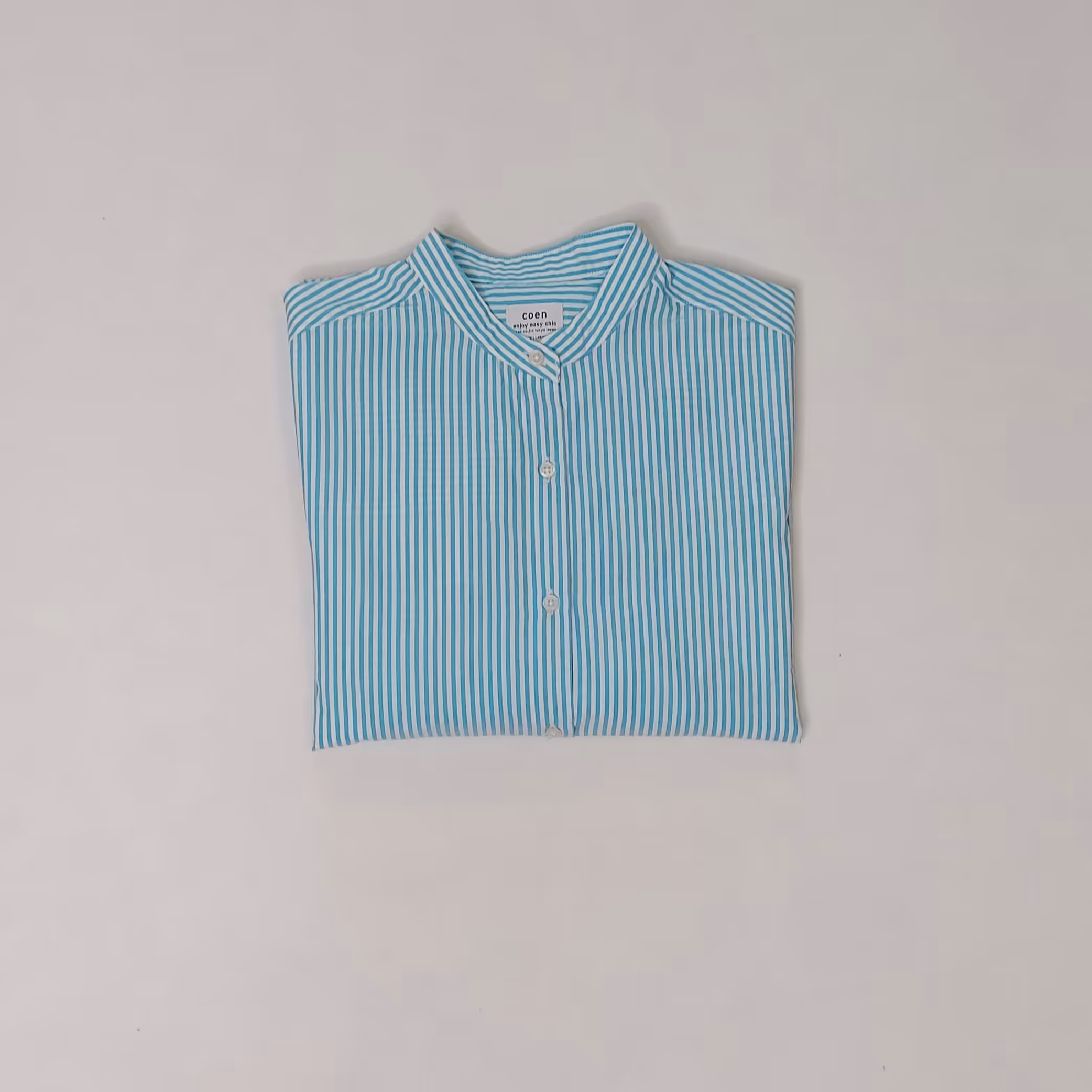 شومیز مانتویی راه راه آبی سفید وارداتی  از پوشاک فانتزی زنانه