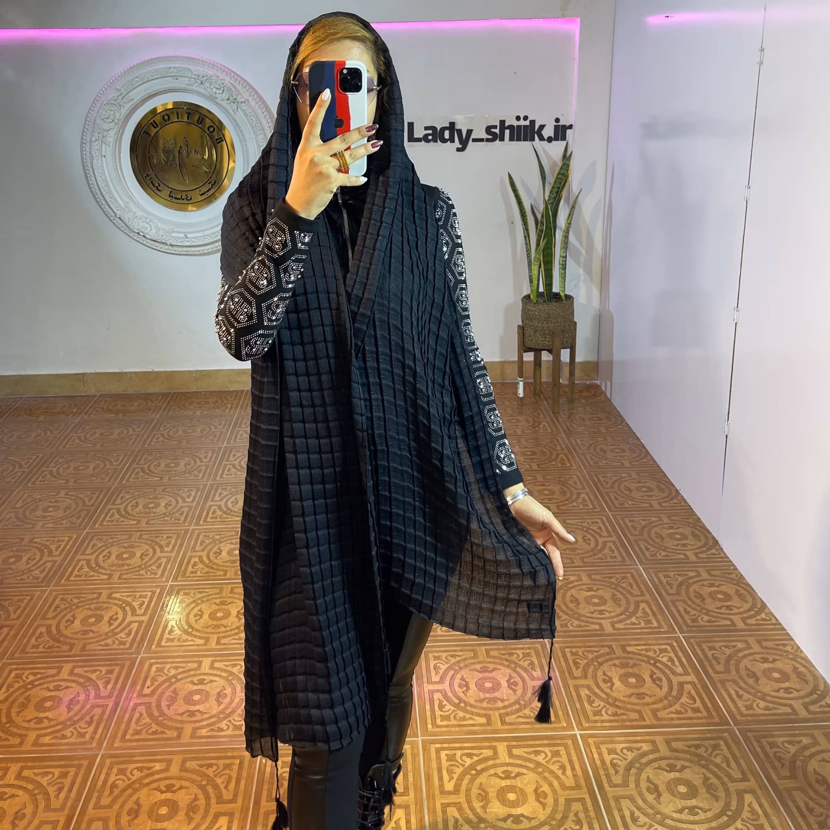 شال نخی مشکی کد 1737