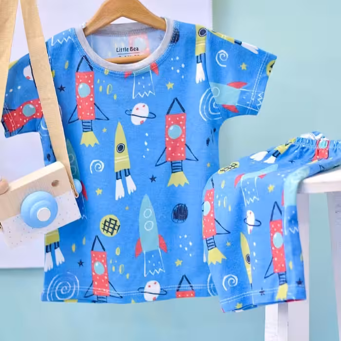 تیشرت شلوارک بچه گانه موشک تیشرت شلوارک جدید بچه گانه لباس بچه گانه ارسال رایگان 