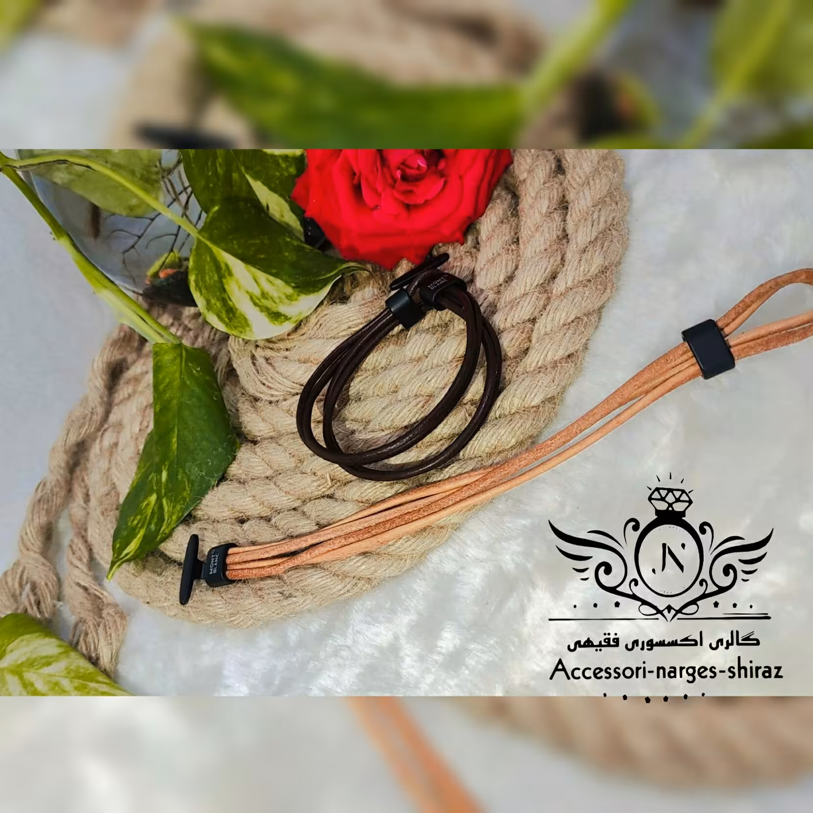 دستبند چرم اسپورت لاکچری تیریشه ای 