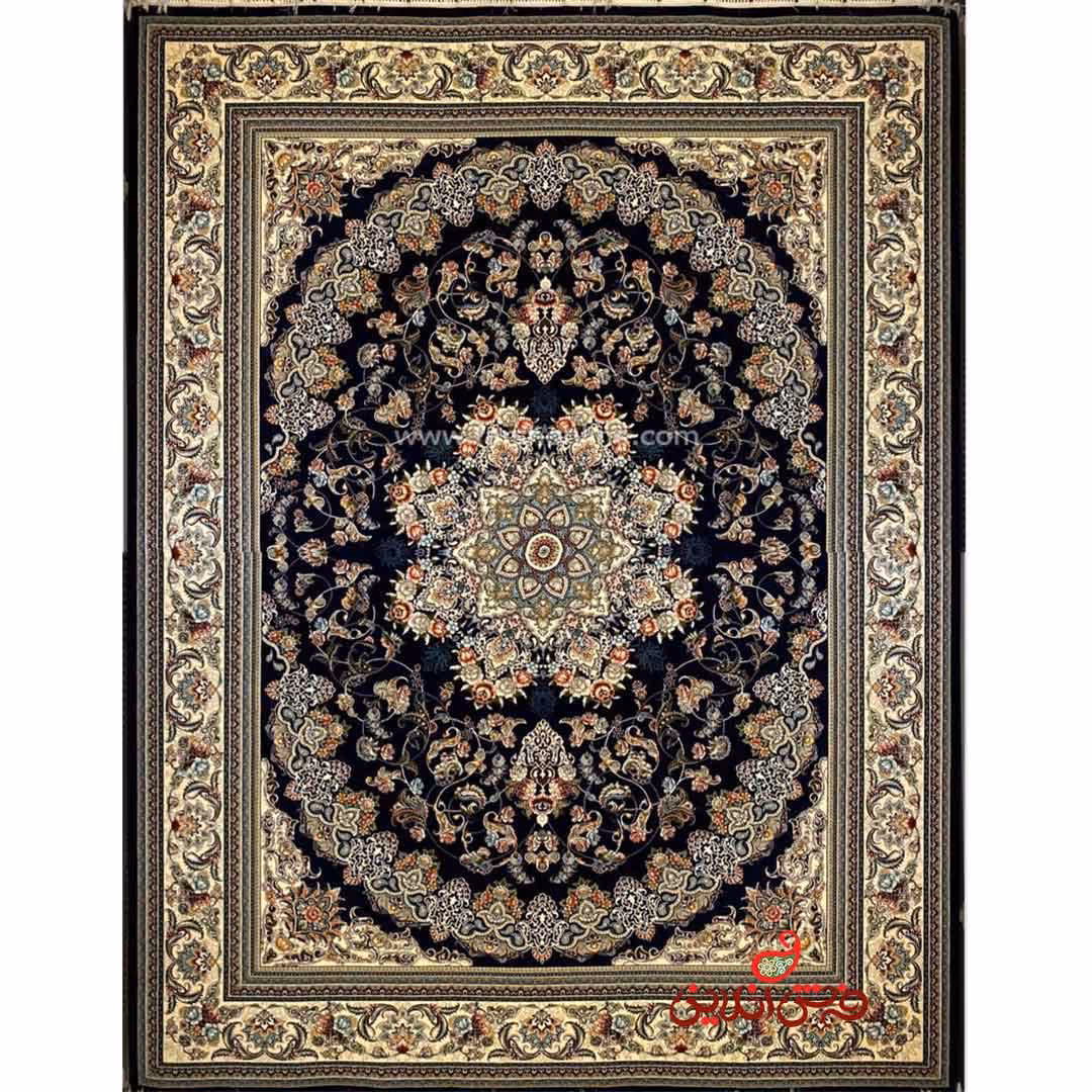فرش ماشینی شاهکار صفویه 5666 سرمه ای