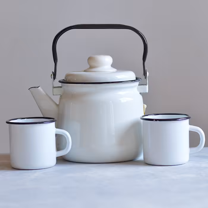 کتری لعابی سفید