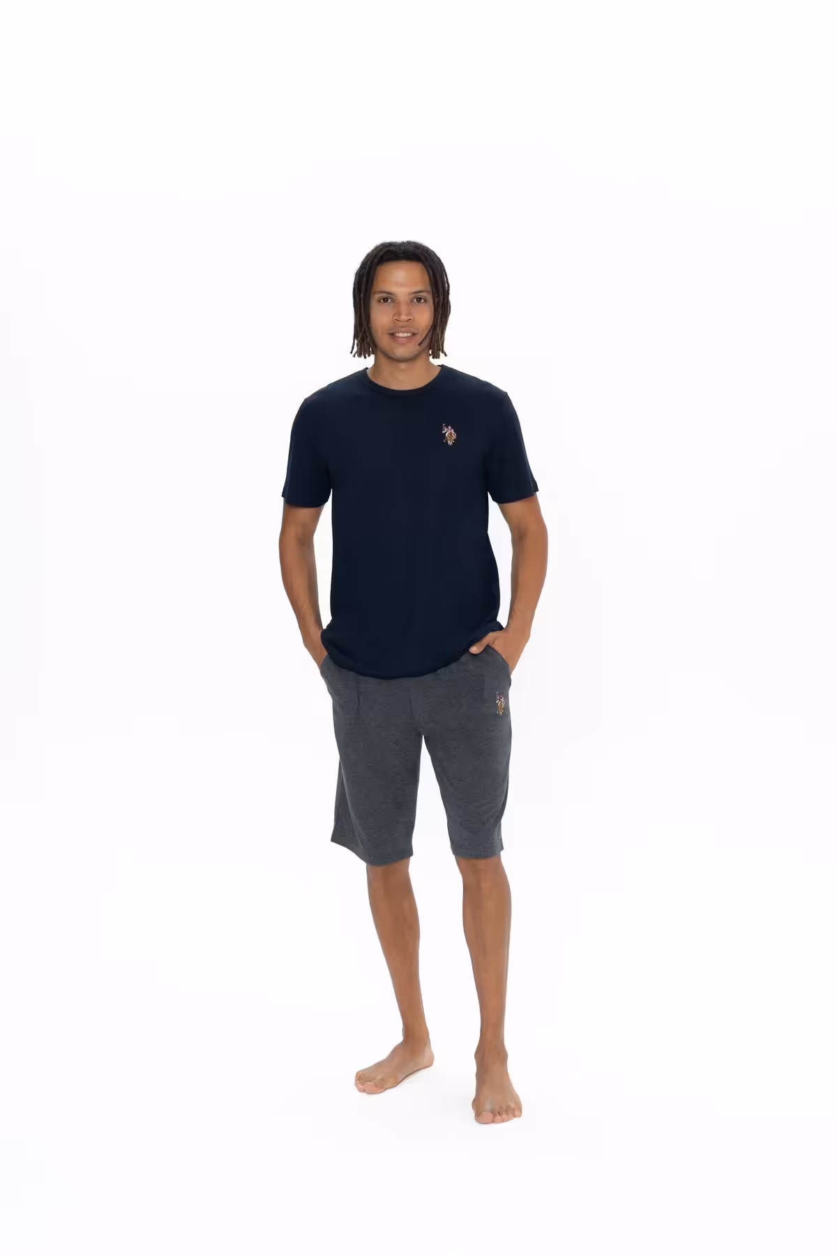 ست پیژامه آبی مردانه پایه چوگان ASSN. مجموعه لباس خواب مدل مسطح BCP1. U.S. Polo Assn.