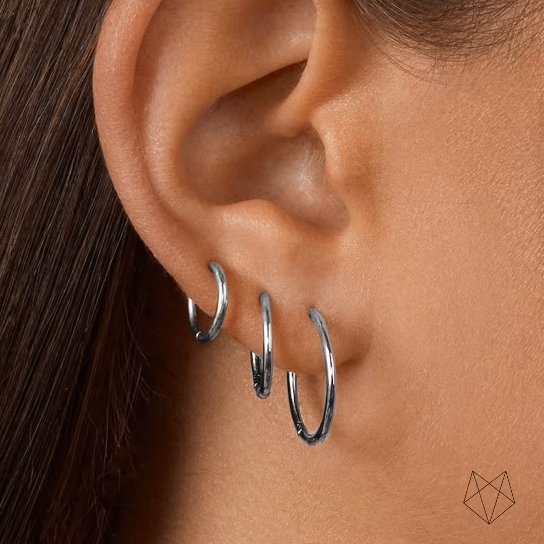 گوشواره حلقه ای استیل رنگ ثابت رنگ نقره ای