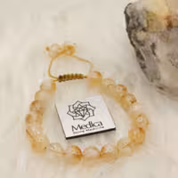 دستبند سنگ سیترین طبیعی سایز 8 دور مچ 17   سنگ نشاط آور