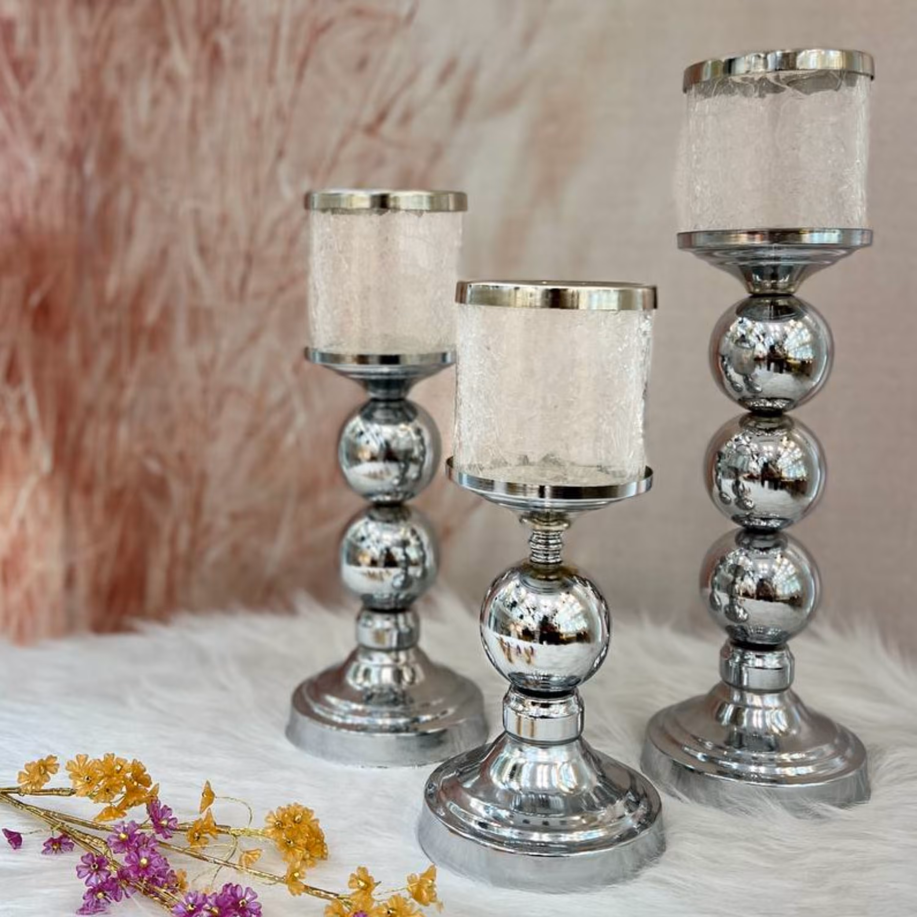 شمعدان سه سایز سیلور ارسال رایگان 