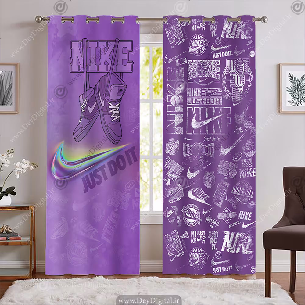 پرده پانچی آماده اسپرت طرح نایک با تم ارغوانی WA-2257