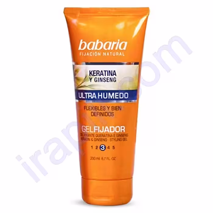 ژل مو قوی باباریا حاوی کراتین و جینسینگ 200 میلی لیتر