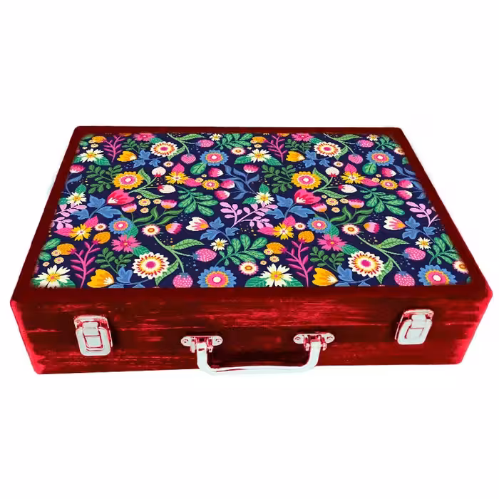 جعبه چوبی مدل چمدان بزرگ طرح بهاری 11      