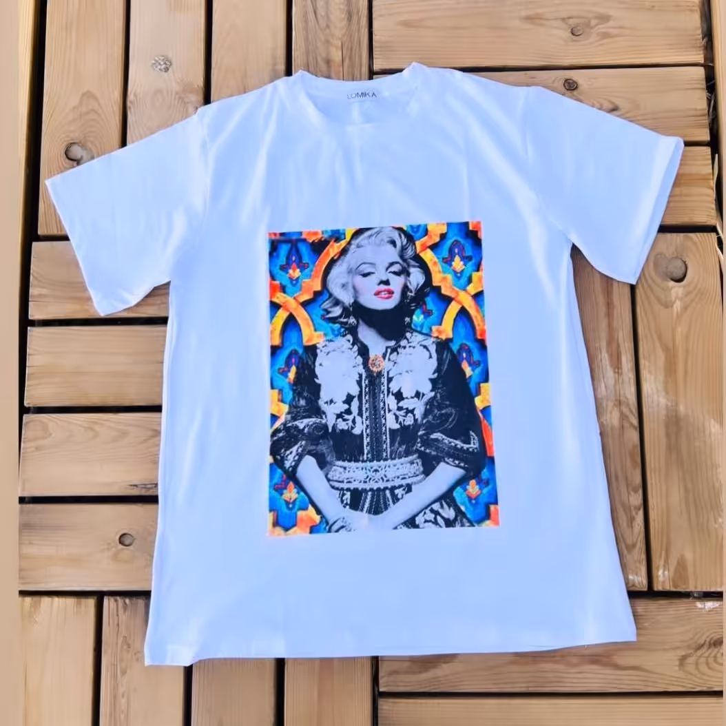 تیشرت سفید طرح فانتزی ارسال رایگان lo235