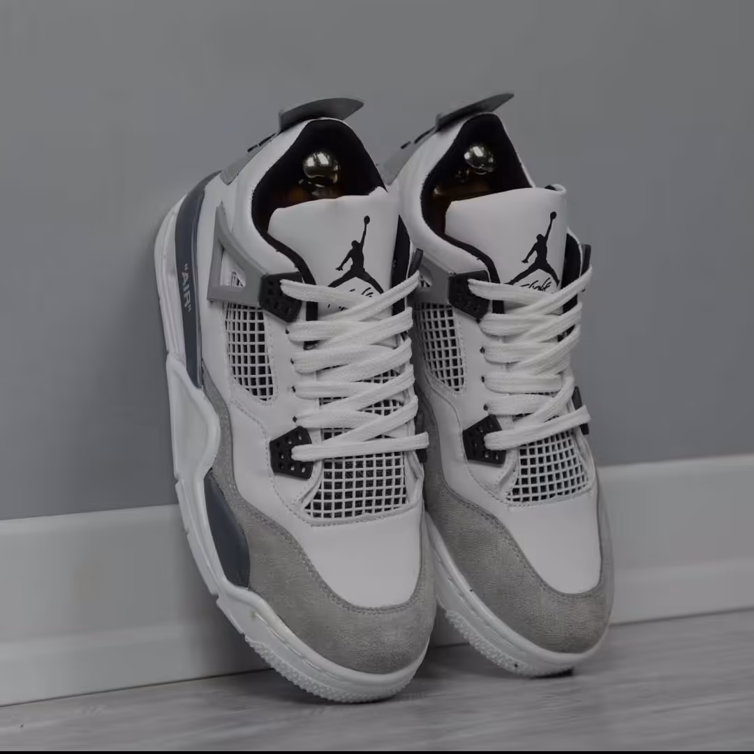کفش نایک ایر جردن 4 رترو سفید طوسی Nike Air Jordan 4 Retro