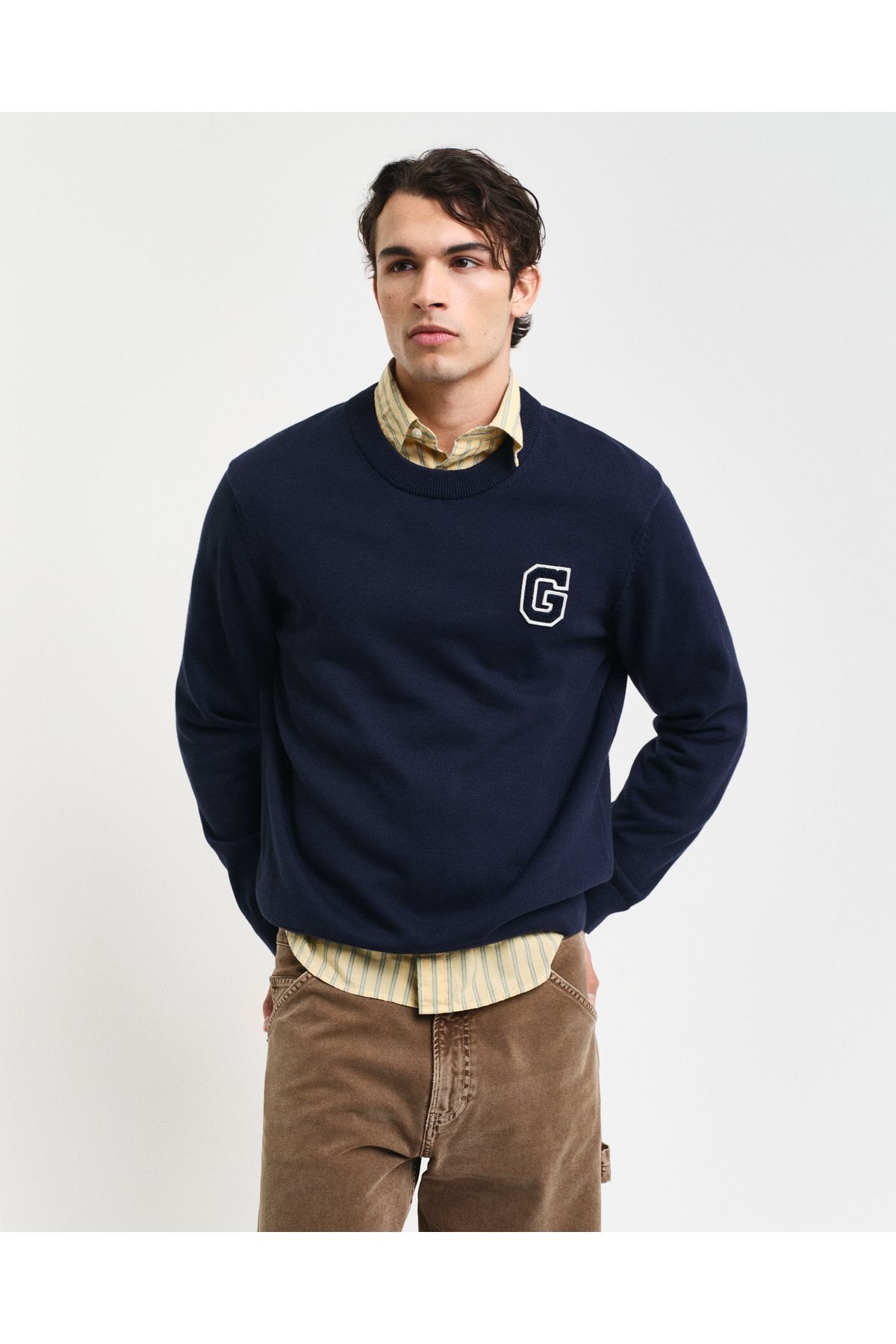پلیور آبی مردانه FIT 'S NAVY با چوب یقه Gant