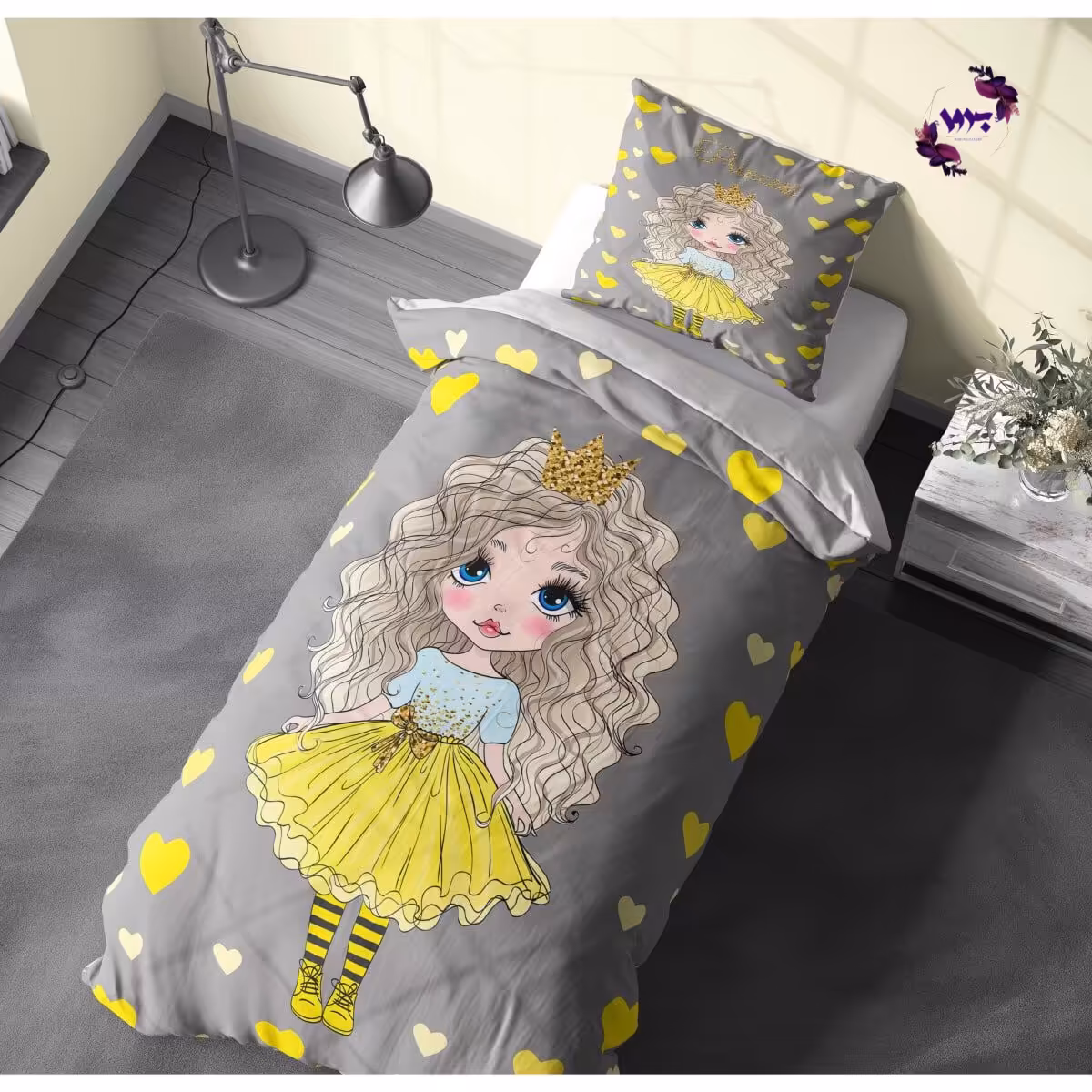 روتختی کودک (2تکه)طرح دختر موفرفری بروا گالری با کیفیت و دوخت بسیار عالی