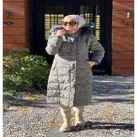 کاپشن سبز زنانه کت بلند پر از غاز Kayra