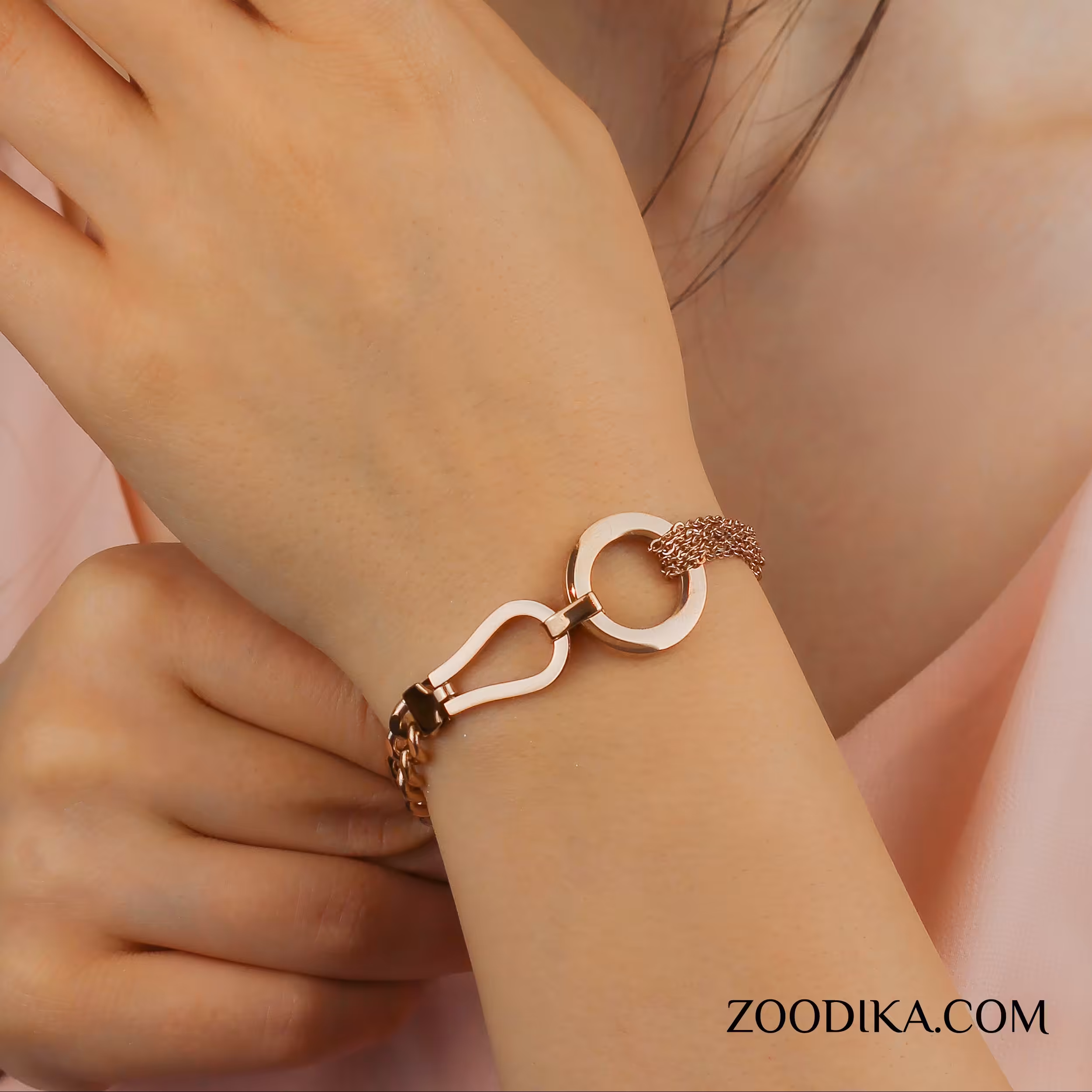 دستبند زنجیری استیل  رنگ ثابت ضد حساسیت AAD-105