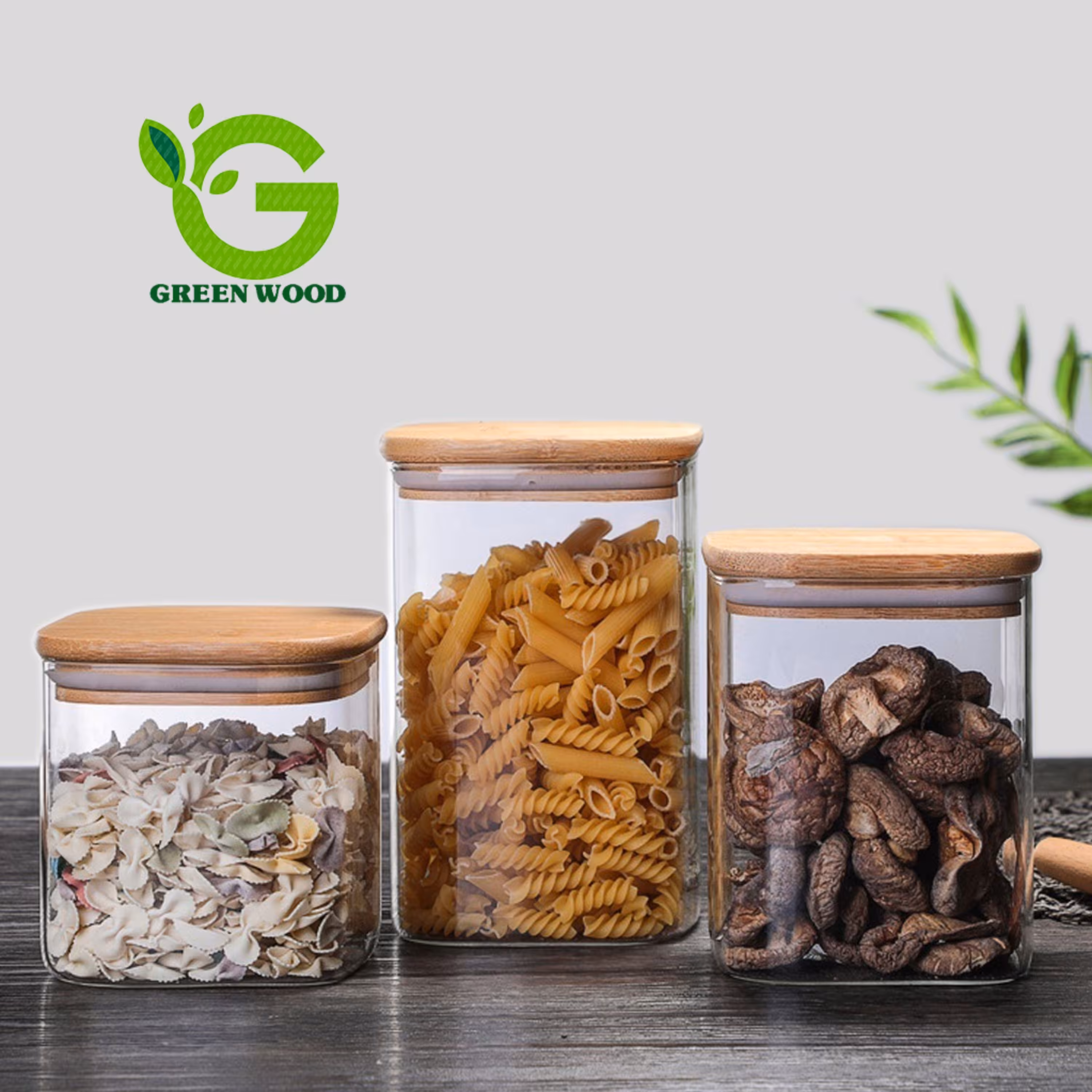 ست بانکه (جا حبوباتی) 3 عددی بامبو شیشه ای مدل SQ10 کد Gw90301046