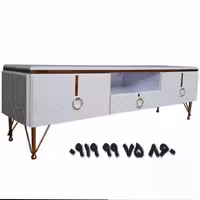 میز TV شیک با نوار طلایی و پایه فلزی
