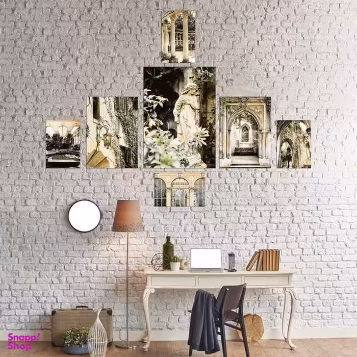 تابلو شاسی بکلیت طرح دکوراتیو باستانی مدل SH-491 مجموعه 7 عددی