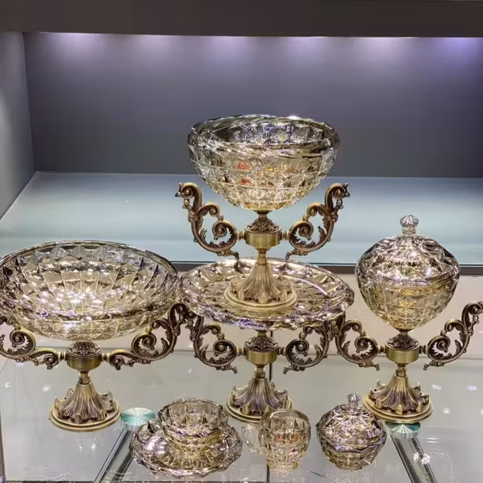 سرویس پذیرایی کریستال 24نفره شامپاینی  شفاف درجه یک صادراتی 