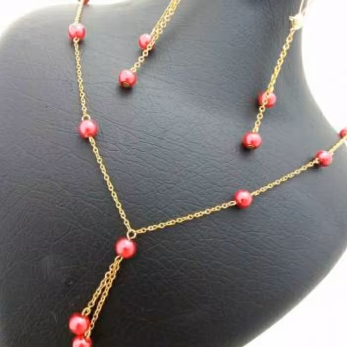 نیم ست مرواریدسرخ