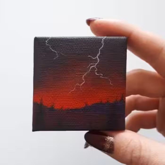 تابلو نقاشی مینیمال طرع رعد و برق