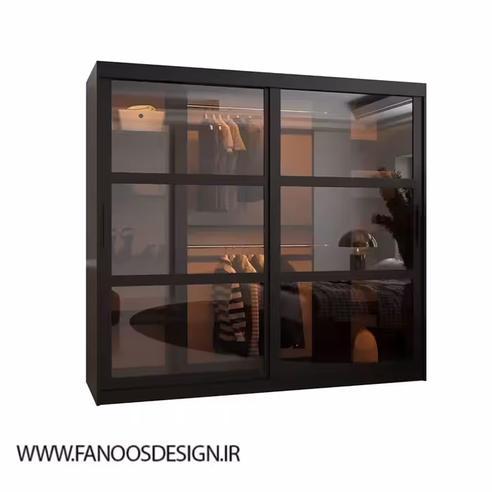 کمد لباس 200 سانتی متری مشکی سایز200*200*62 کد 9075