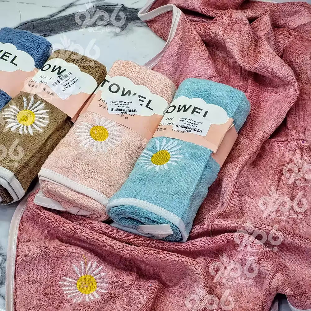 دستمال حوله ای گلدوزی دار 90 گرمی