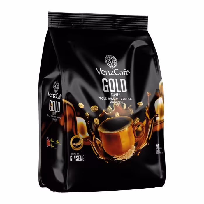 قهوه فوری گلد حاوی جنسینگ VenzCafe ونزکافه بسته 40 عددی