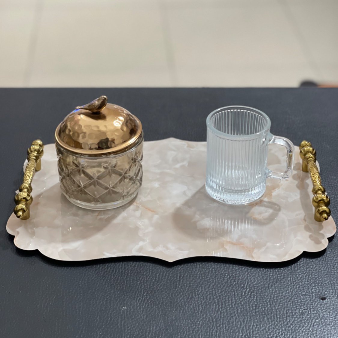 سینی سرو پذیرایی طرح سنگ جنس پی وی سی