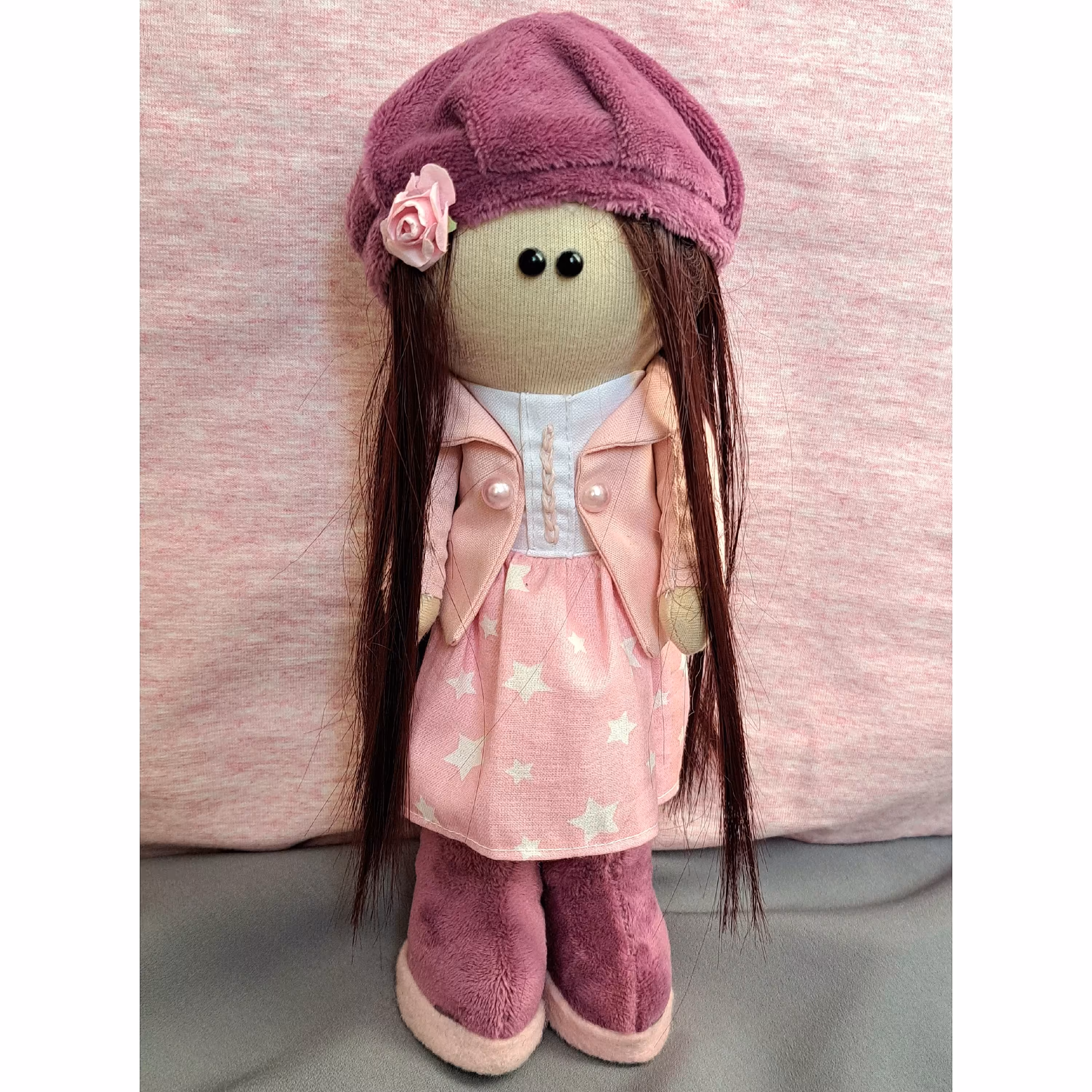 عروسک روسی دختر  لباس صورتی