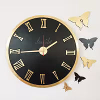 ساعت دیواری دست ساز مشکی طلایی 44 سانتی