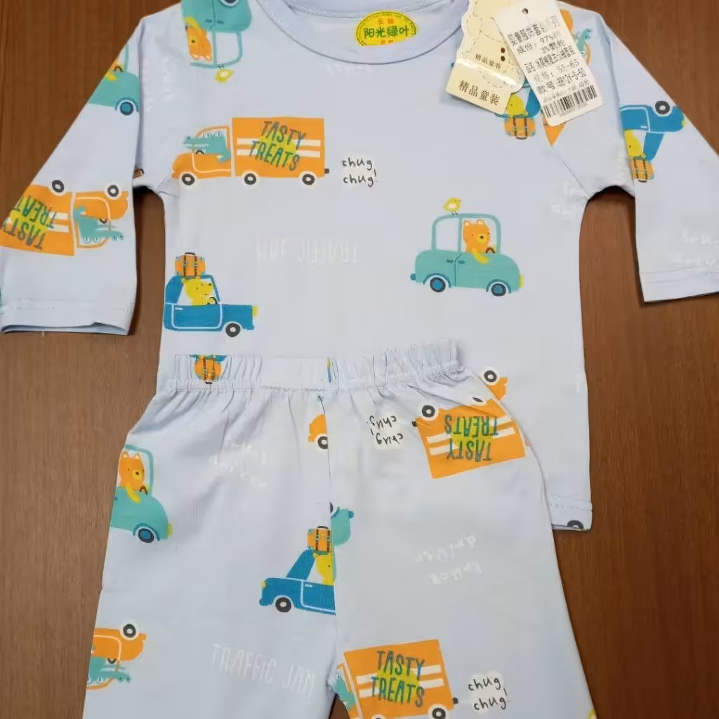 ست دوتکه نخی پسرانه طرح ماشین مناسب 1 تا 3 سال