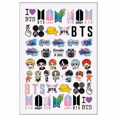 برچسب لنز ناخن نوشه مدل BTS کد N002