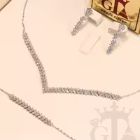 سرویس میکرو زنجیری نقره عیار925 روکش طلا سفید کیفیت درجه یک جواهرGta