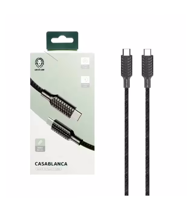 کابل شارژ فست Type-C to Type-C گرین لاین مدل GNCASTYC2TYCBK طول 1.2 متری