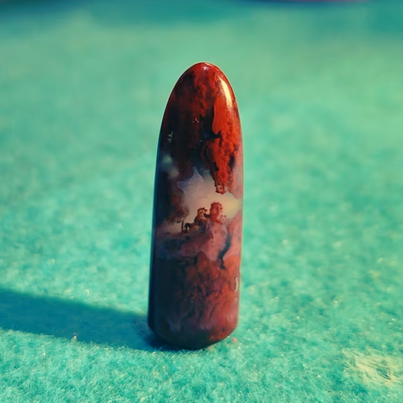 مضراب تار  حرفه ای عقیق شجر منظره تراش دست اندازه متوسط 