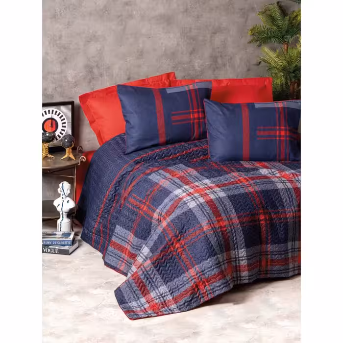 ست پنبه دوزی کاتن باکس مدل Masculine Abel Kirmizi تک نفره 3 تکه