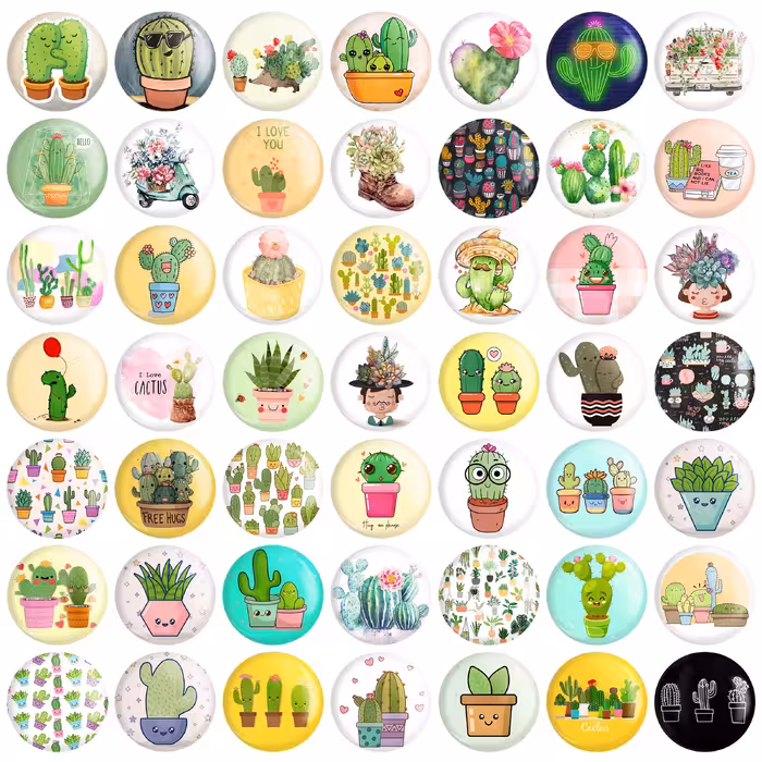 مگنت خندالو طرح کاکتوس و ساکولنت کد 89 مجموعه 50 عددی