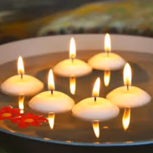 شمع رو ابی بسیار زیبا . تزئینی .برای مراسمات دست ساز . پک 6 عددی .