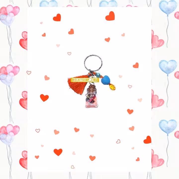 جاکلیدی بطری آرزوها طرح صدف شنی سه ضلعی elay wish نارنجی روشن